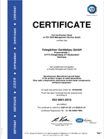 ISO Certificate 9001:2015 Telegärtner Gerätebau GmbH