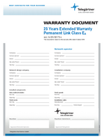 DataVoice PLUS 25 warranty Class EA acc. EN 50173-x - document