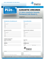 Systemgarantie DataVoice PLUS 25 Klasse EAnach EN 50173-x -Urkunde