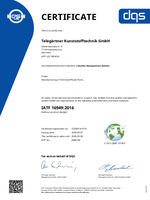 IATF Certificado 16949:2016 Telegärtner Kunststofftechnik GmbH