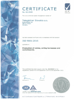 Certifcate ISO 9001:2015 (Telegärtner Slovakia a.s.)