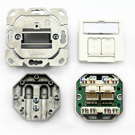 Caja de conexiones RJ45 con placa de circuitos