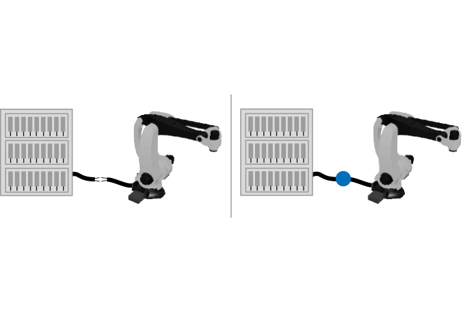 Representación esquemática del módulo de conexión entre el distribuidor y el robot