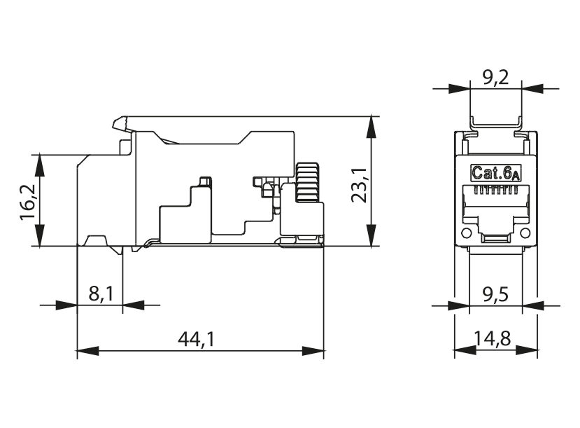 Disegno tecnico del modulo AMJ-S 2G